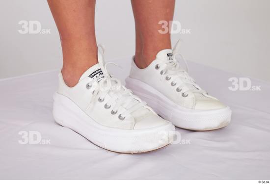 Foot Woman White Casual Shoes Slim Studio photo references