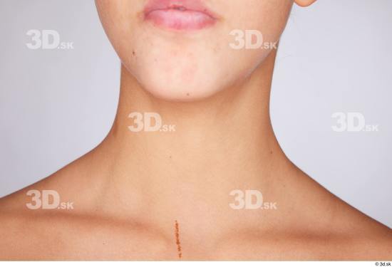 Neck Woman White Slim Studio photo references