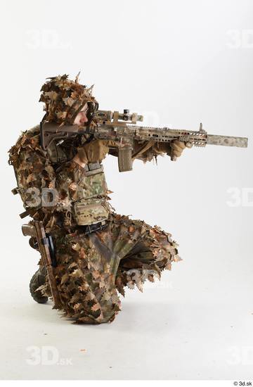 Whole Body Weapons-Rifle Man Pose with machine rifle White Army Athletic Studio photo references