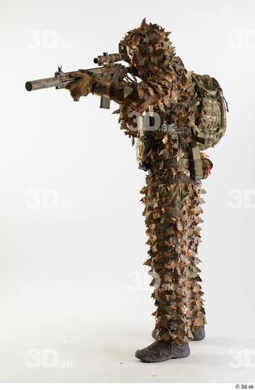 Whole Body Weapons-Rifle Man Pose with machine rifle White Army Athletic Studio photo references