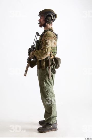 Whole Body Weapons-Rifle Man Pose with machine rifle White Army Athletic Studio photo references