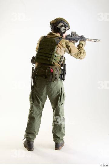 Whole Body Weapons-Rifle Man Pose with machine rifle White Army Athletic Bearded Studio photo references