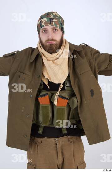 Whole Body Man T poses White Army Athletic Bearded Street photo references