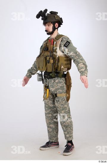 Whole Body Man T poses White Army Athletic Bearded Studio photo references