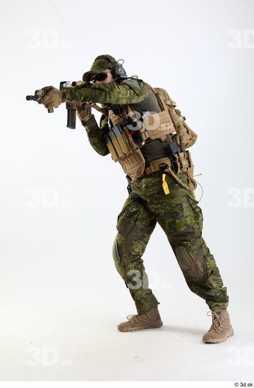 Whole Body Weapons-Rifle Man Pose with machine rifle White Army Athletic Bearded Studio photo references