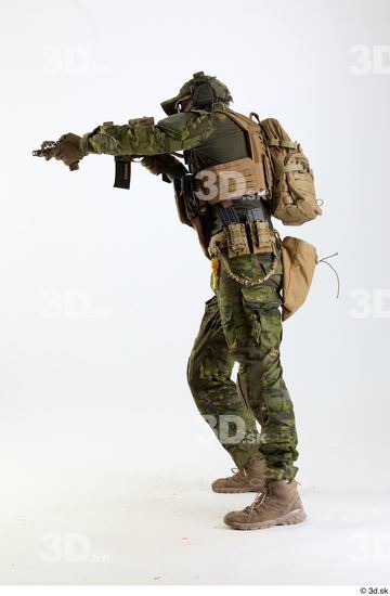 Whole Body Weapons-Rifle Man Pose with machine rifle White Army Athletic Bearded Studio photo references