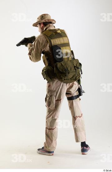 Whole Body Weapons-Pistol Man Pose with pistol White Army Athletic Bearded Studio photo references