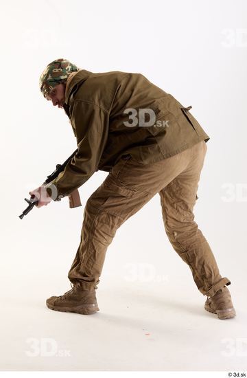 Whole Body Weapons-Rifle Man Pose with machine rifle White Army Athletic Bearded Studio photo references