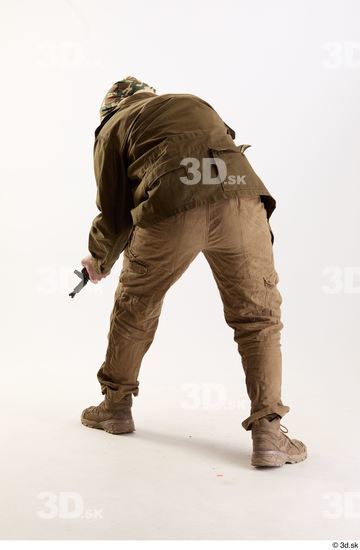 Whole Body Weapons-Rifle Man Pose with machine rifle White Army Athletic Bearded Studio photo references