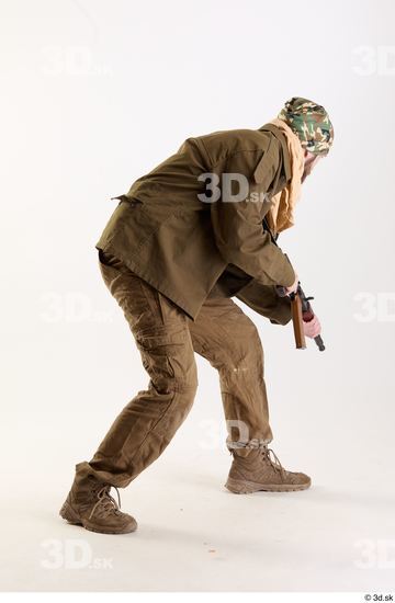 Whole Body Weapons-Rifle Man Pose with machine rifle White Army Athletic Bearded Studio photo references