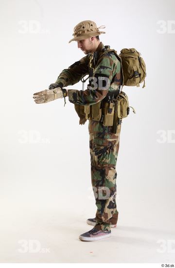 Whole Body Weapons-Knife/Sword Man Pose with knife White Army Athletic Bearded Studio photo references