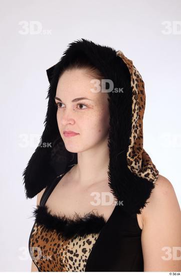 Head Woman White Slim Leopard Studio photo references
