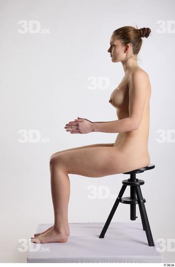 Whole Body Woman White Nude Slim Sitting Studio photo references