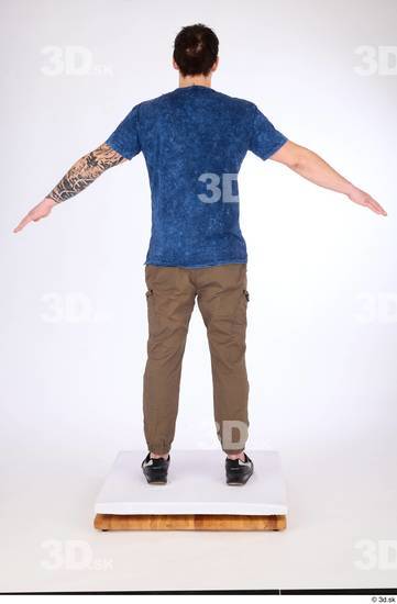 Whole Body Man White Casual Shoes Pants Athletic Average Standing Studio photo references