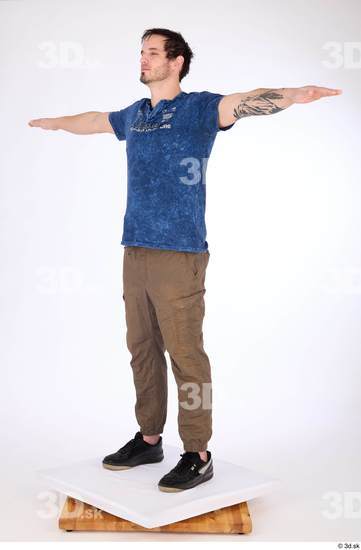 Whole Body Man White Casual Shoes Pants Athletic Average Standing Studio photo references