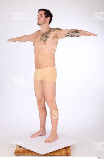 Whole Body Man White Underwear Average Standing Studio photo references