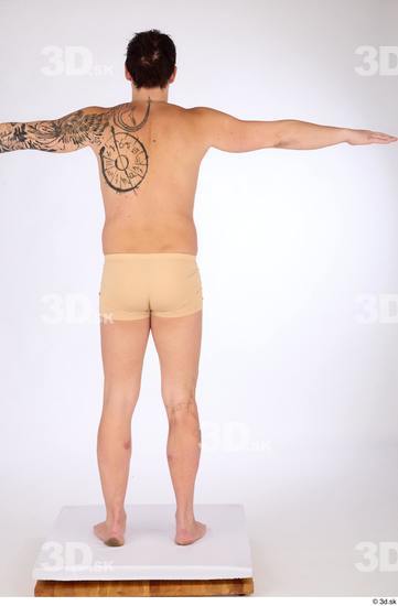 Whole Body Man White Underwear Average Standing Studio photo references