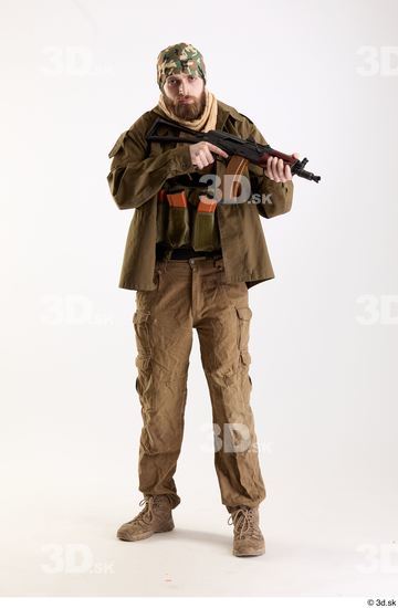 Whole Body Weapons-Rifle Man Pose with machine rifle White Army Athletic Bearded Studio photo references