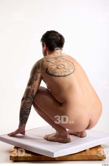 Whole Body Man White Nude Average Kneeling Studio photo references