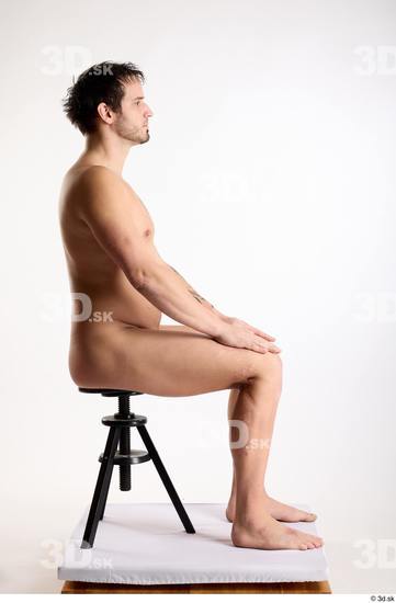 Whole Body Man White Nude Average Sitting Studio photo references