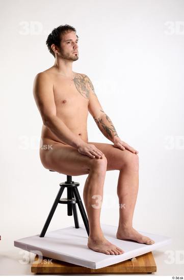 Whole Body Man White Nude Average Sitting Studio photo references