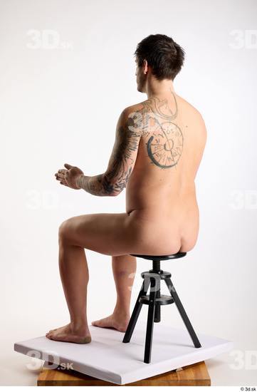 Whole Body Man White Nude Average Sitting Studio photo references