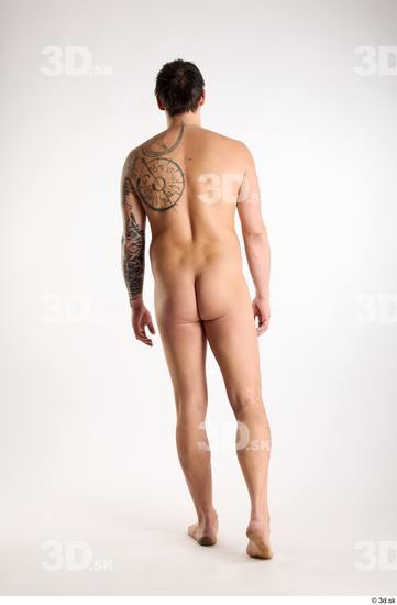 Whole Body Back Man White Nude Average Walking Studio photo references