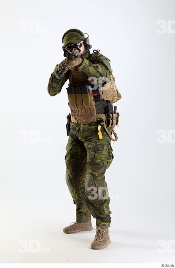 Whole Body Weapons-Rifle Man Pose with machine rifle White Army Athletic Bearded Studio photo references