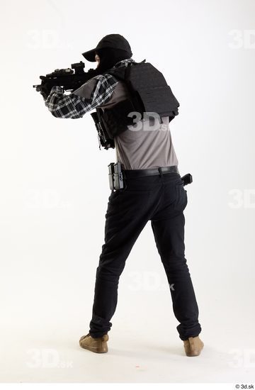 Whole Body Weapons-Rifle Man Pose with machine rifle White Army Athletic Studio photo references