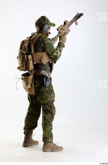 Whole Body Weapons-Rifle Man Pose with machine rifle White Army Athletic Bearded Studio photo references