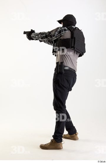 Whole Body Weapons-Pistol Man Pose with pistol White Army Athletic Studio photo references