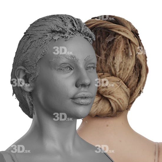 Head Woman White 3D Groom Raw