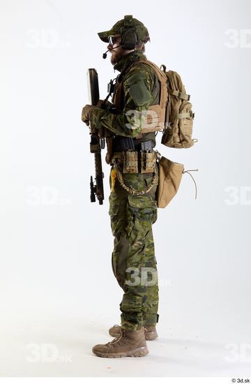 Whole Body Weapons-Rifle Man Pose with machine rifle White Army Athletic Bearded Studio photo references