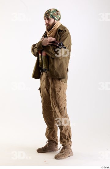 Whole Body Weapons-Rifle Man Pose with machine rifle White Army Athletic Bearded Studio photo references