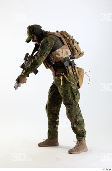 Whole Body Weapons-Rifle Man Pose with machine rifle White Army Athletic Studio photo references