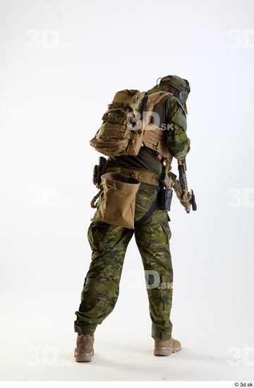 Whole Body Weapons-Rifle Man Pose with machine rifle White Army Athletic Studio photo references