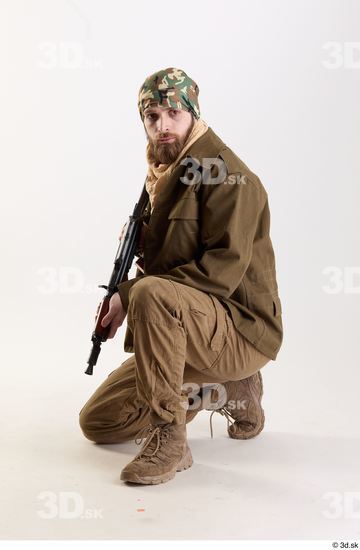 Whole Body Weapons-Rifle Man Pose with machine rifle White Army Athletic Bearded Studio photo references