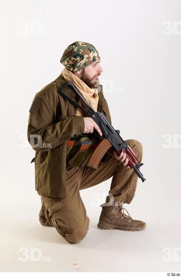 Whole Body Weapons-Rifle Man Pose with machine rifle White Army Athletic Bearded Studio photo references