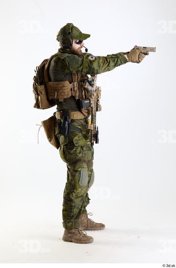 Whole Body Weapons-Pistol Man Pose with pistol White Army Athletic Bearded Studio photo references