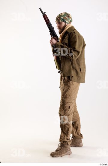 Whole Body Weapons-Rifle Man Pose with machine rifle White Army Athletic Bearded Studio photo references