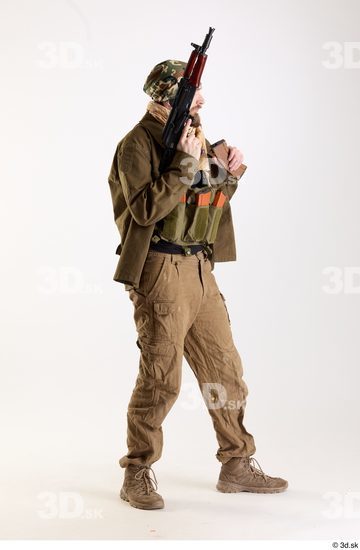 Whole Body Weapons-Rifle Man Pose with machine rifle White Army Athletic Bearded Studio photo references