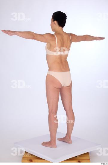 Whole Body Woman White Underwear Athletic Standing Studio photo references