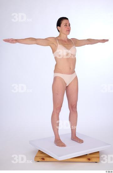 Whole Body Woman White Underwear Athletic Standing Studio photo references