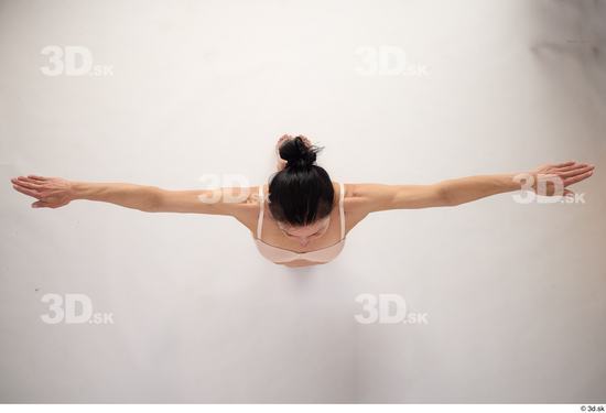 Whole Body Woman White Underwear Athletic Kneeling Top Studio photo references