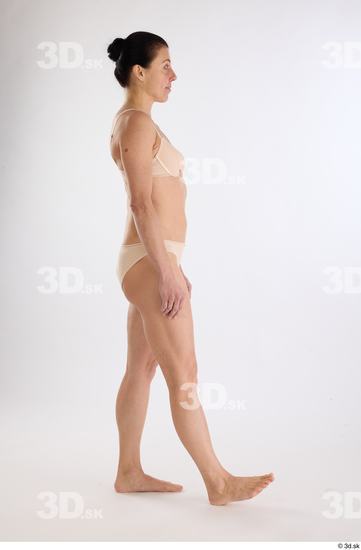 Whole Body Woman White Underwear Athletic Walking Studio photo references