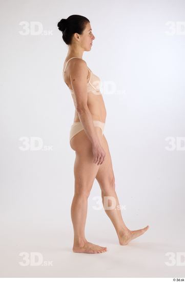 Whole Body Woman White Underwear Athletic Walking Studio photo references