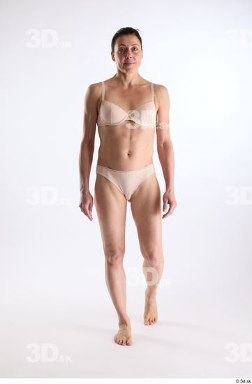 Whole Body Woman White Underwear Athletic Walking Studio photo references