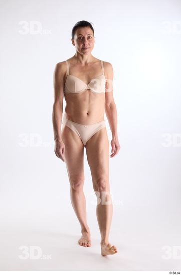 Whole Body Woman White Underwear Athletic Walking Studio photo references