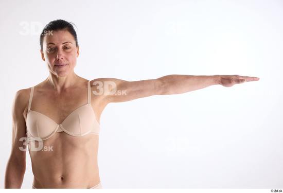 Arm Woman White Underwear Athletic Studio photo references