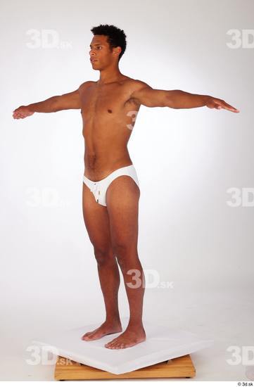 Whole Body Man Black Swimsuit Athletic Standing Studio photo references